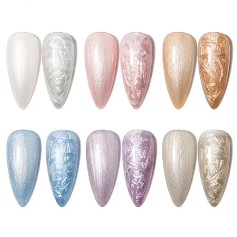 Nail Art Mother Of Pearl Texture Nail Polish Thread Phototherapy Gel Pearlescent Fine Glitter Nail Polish Gel TSLM1