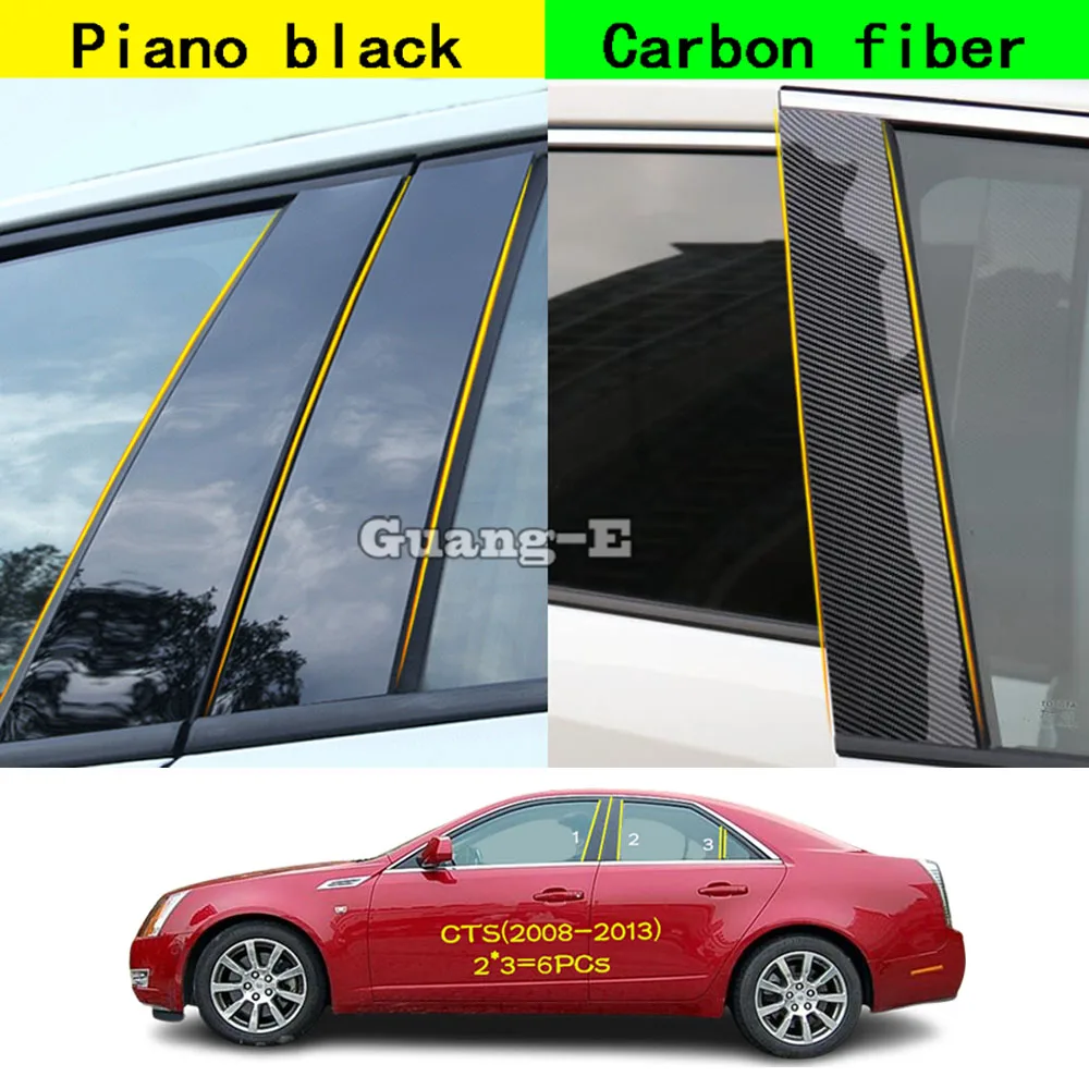 For Cadillac CTS 2008 2009 2010 2011 2012 2013 Car PC Material Pillar Post Cover Door Trim Window Molding Decoration Sticker