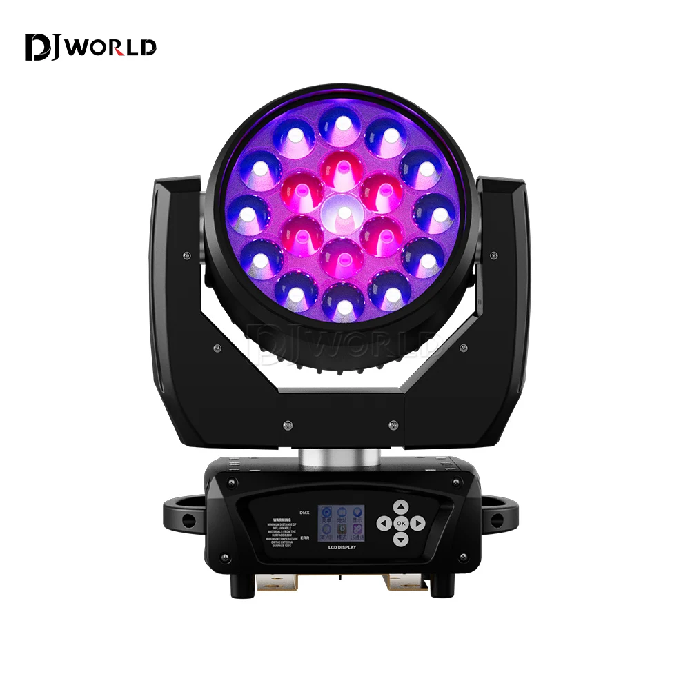 Imagem -05 - Led Lavagem Zoom Feixe Movendo a Cabeça Luz Rgbw Dmx 512 para Palco Profissional Discoteca Festa Bar Ktv Barra Iluminação de Efeito de Palco 19x15w