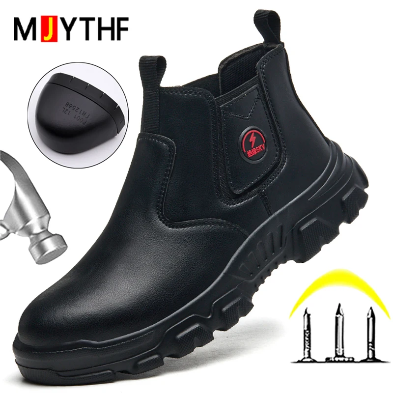 

Waterproof Men Winter boots Safety Shoes Men Puncture-Proof leather Shoes plush keep warm Snow boots Protection Shoes Non-slip