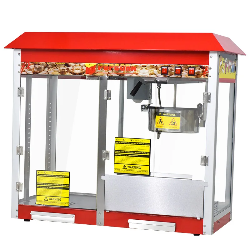 Commercial Popcorn Machine, Insulated Cabinet, Spherical and Butterfly Kernels, Roof Style Popcorn Maker, Party Event Equipment