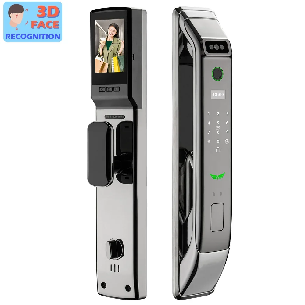3D Face Recognition Automatic Fingerprint Cerraduras App Wifi Biometric Digital Door Lock With Camera