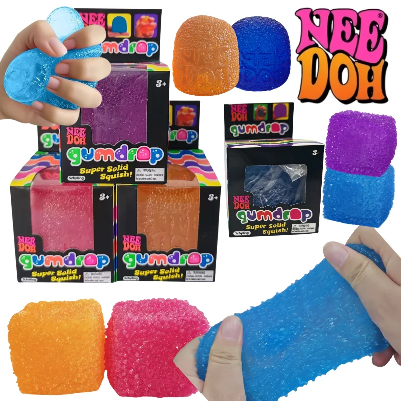 

Schylling Mini Candy & Pulpy Cube NeeDoh Gumdrop Soft Sensory Fidget Toy Stress Relief Squeeze Ball Blind Box