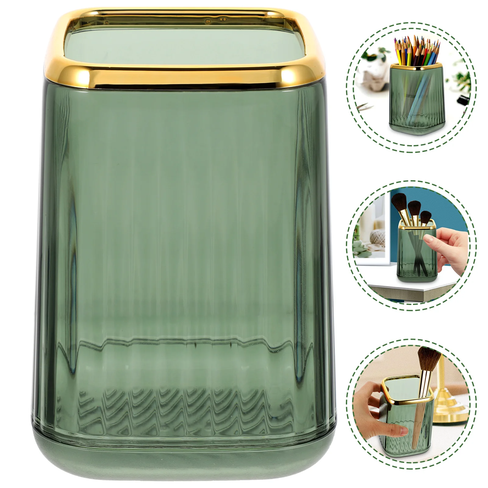 

Makeup Brush Bucket Clear Color Desk ganizer Holder Vanity Tray Black Brush Holder Penholder Easy Access