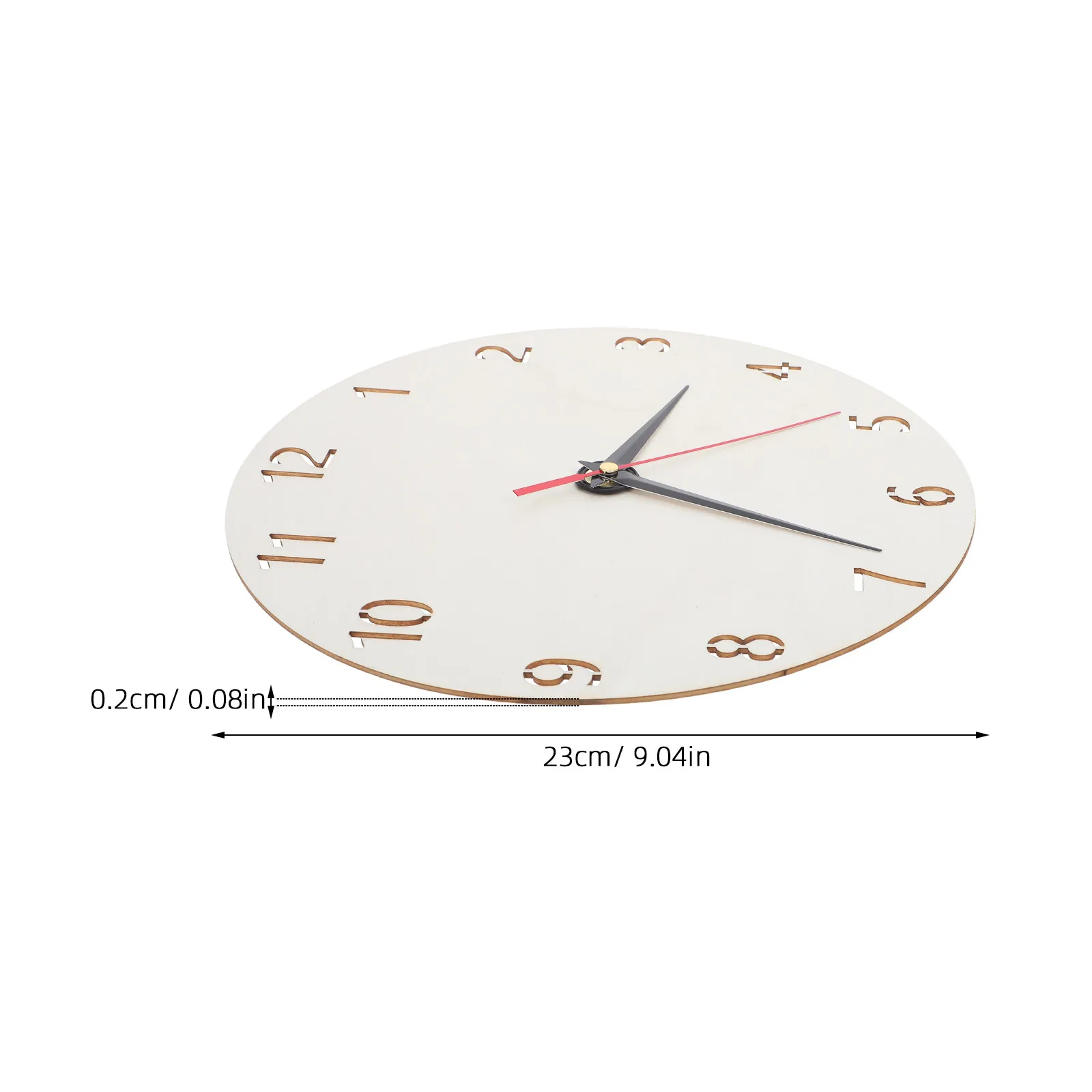 2Sets Wood Clock Face Blank Round DIY Wooden Dial Panel 23Cm Unfinished Wall Clock Craft Kit with Hands for Home Office view 5