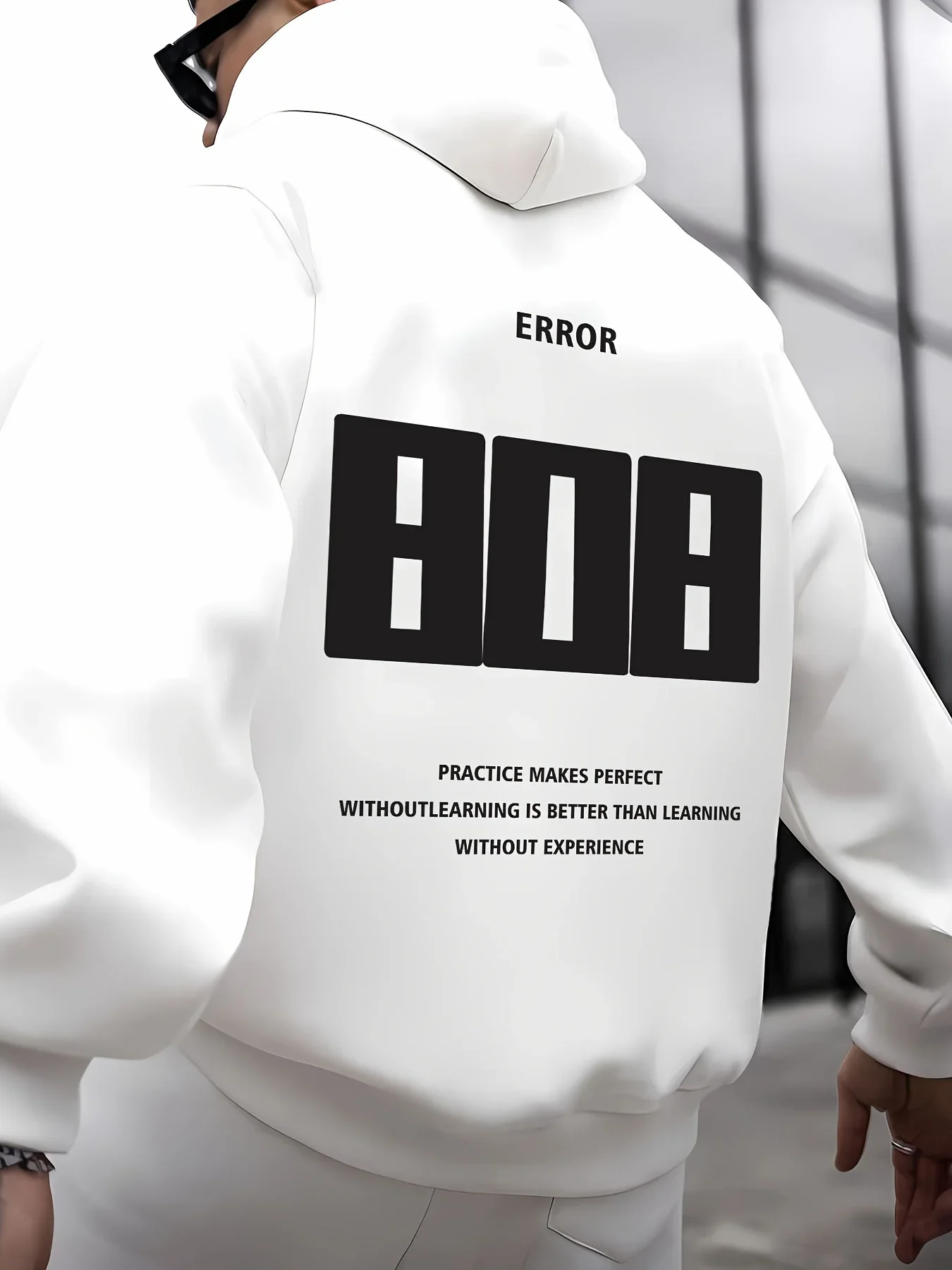 Men's Casual Loose Fit Hoodie "ERROR 808" Graphic Print Outdoor Activities Spring Fall Apparel Streetwear Fashion Comfortable
