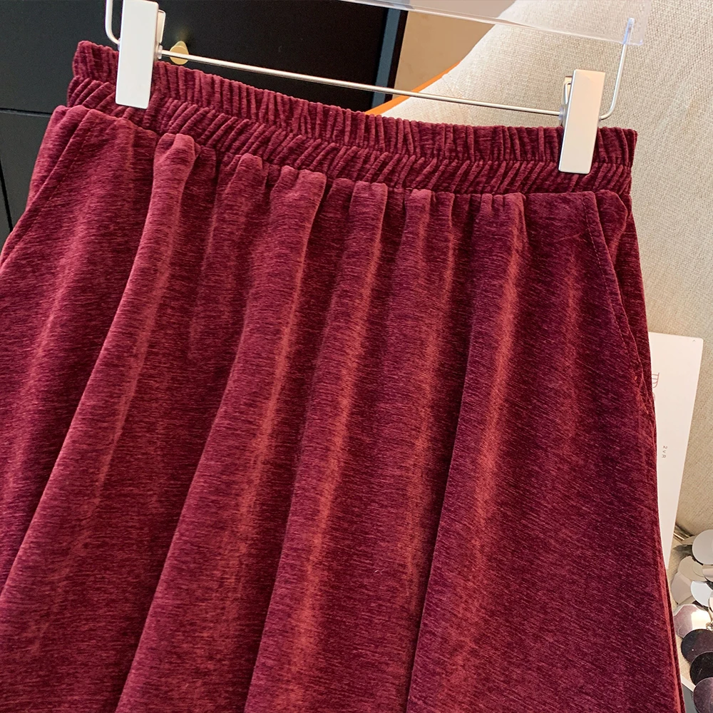 Spring and autumn plus size women\'s scarlet high-waisted canary skirt casual elastic waist comfortable skirt 2024 new clothing