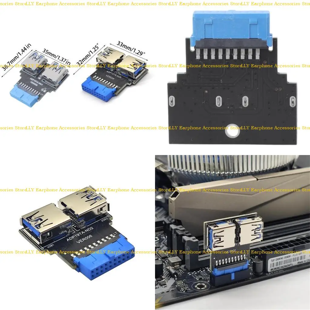 

462E USB Adapter HUB Header 19Pin to USB Connector 2 Port USB3.0 Converter Board PC