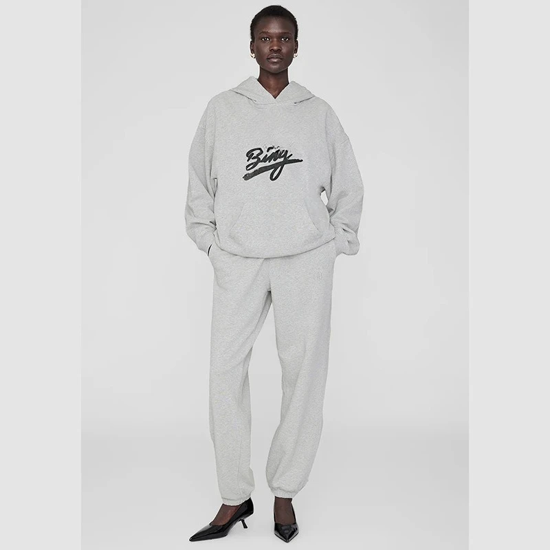 Winter Nieuwe Noord-Amerikaanse Niche Letterprint Binnenfleece Zak Katoen Losse damessweater met capuchon