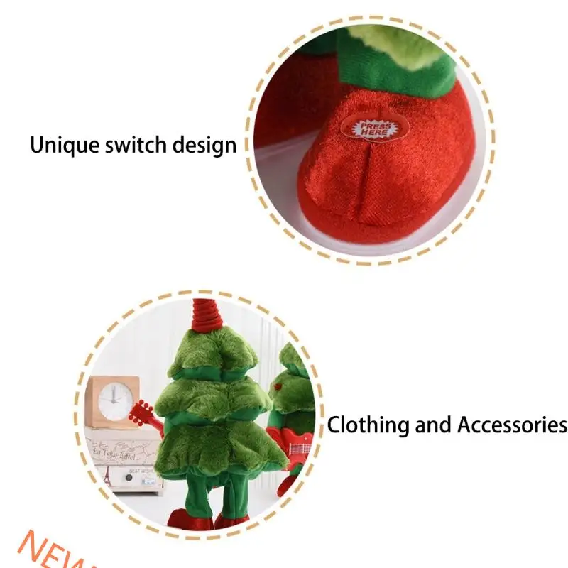 Animated Christmas Tree Plush Decorations Intelligent Touch Control Singing Dancing Feature PP Cotton Toy