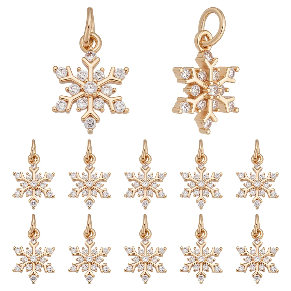 

12Pcs Rack Plating Brass Micro Pave Cubic Zirconia Charms Long-Lasting Plated Cadmium Free Lead Free with Jump Ring