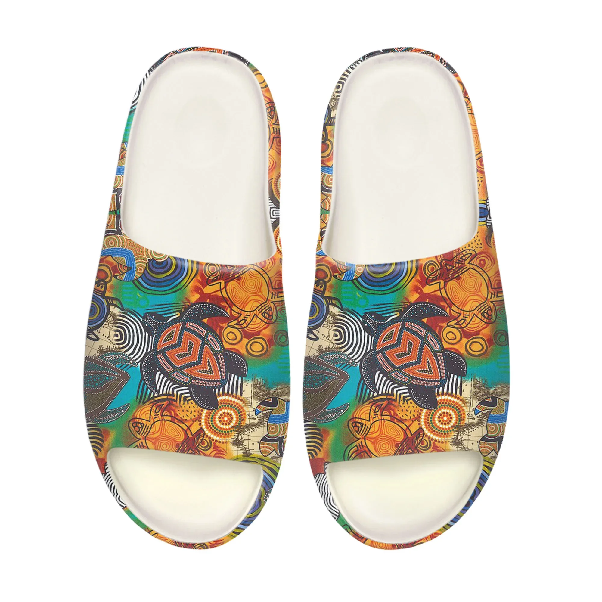 

Australia Aboriginal Turtle Indigenous Design Soft Sole Sllipers Home Clogs Custom Mens Womens Teenager Stepping Beach Sandals