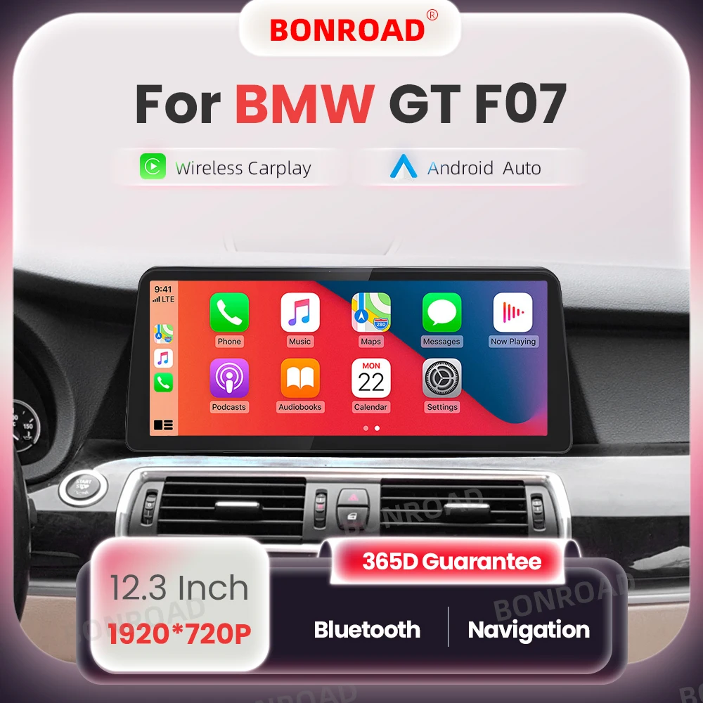 BONROAD Autoradio Multimediale con Schermo Touch da 12.3 Pollici, CarPlay Wireless, Android Auto, per BMW Serie 5 GT F07, Mirrorlink