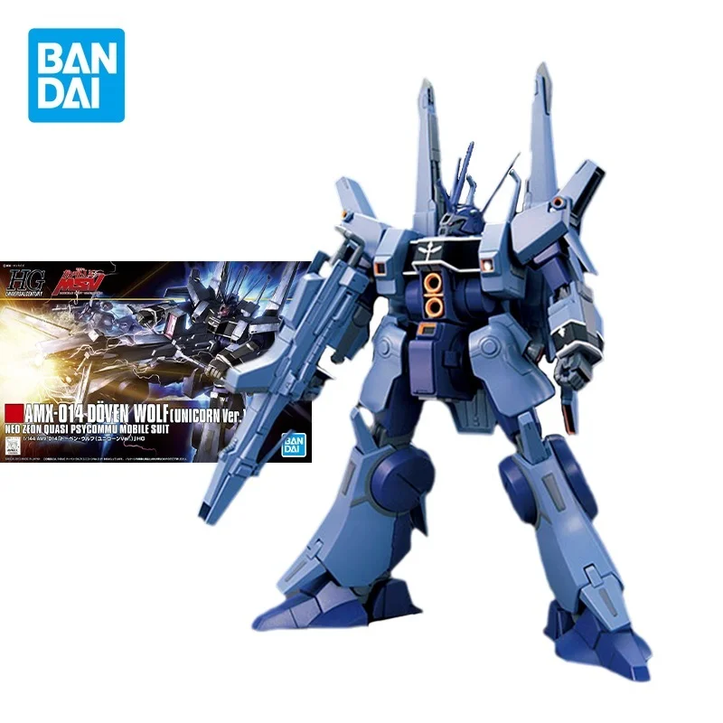 

Bandai Original Gundam Model Kit Anime Figure HGUC 1/144 AMX-014 DOVEN WOLF Action Figures Collectible Toys Gifts for Kids