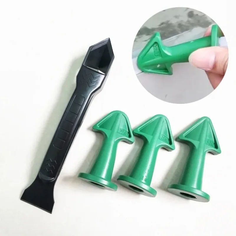 3pcs silicone Caulking Nozzle + 1pcs Multifunctional Shovel scraper for Floor Tile Dirt Grout Glue paint Remover Cleaning Tools