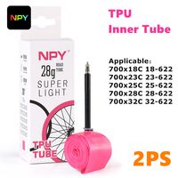 NPY 2PCS Ultralight 28g Bike Inner Tube 700X18 25 28 Road Bicycle TPU Material Tire 65mm Length French Valve