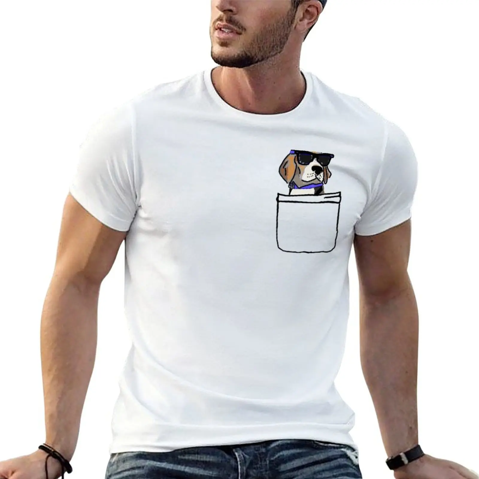 Camiseta Pocket Beagle, camiseta informal para hombre, camisetas divertidas, camisetas de anime con humor oscuro, camiseta de gran tamaño