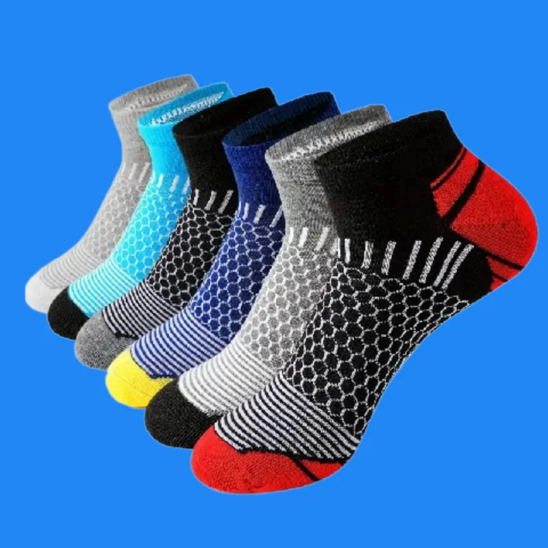 Calcetines deportivos informales para hombre, medias tobilleras cortas atléticas de alta calidad con diseño de panal de abeja, a la cintura, para correr, novedad de primavera, 6/12 pares