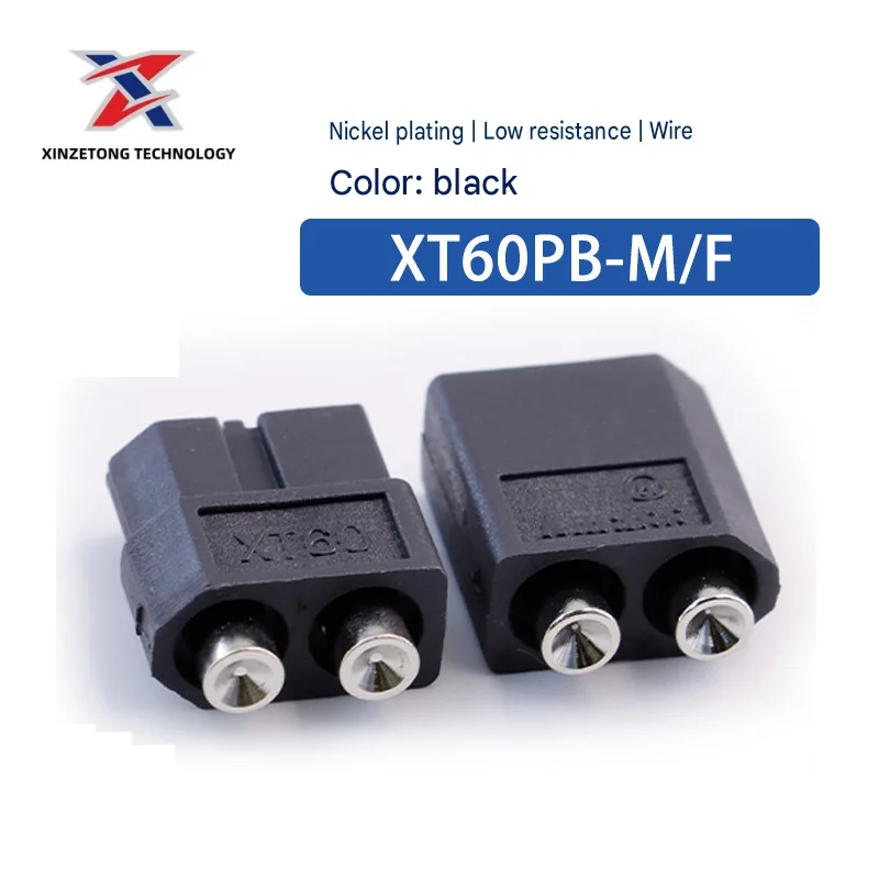 Amass XT60PB Genuine Model Aircraft Battery Plug, PCB Vertical Soldering, Black Nickel-Plated New Energy Plug