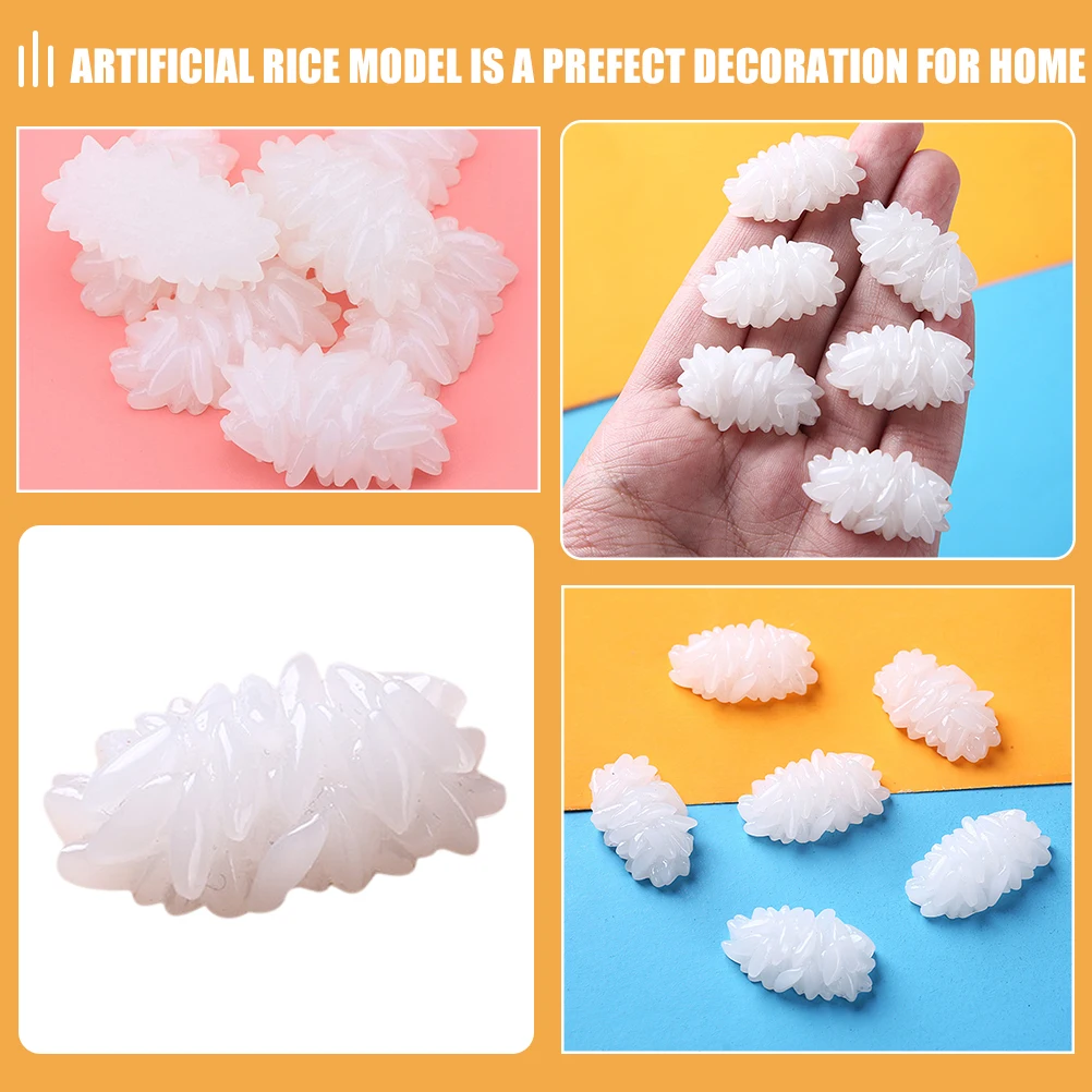

20pcs Simulated Rice Toys Realistic Artificial Food Decor Fake Grain Model for Display Photo Props Home Bakery Accessories