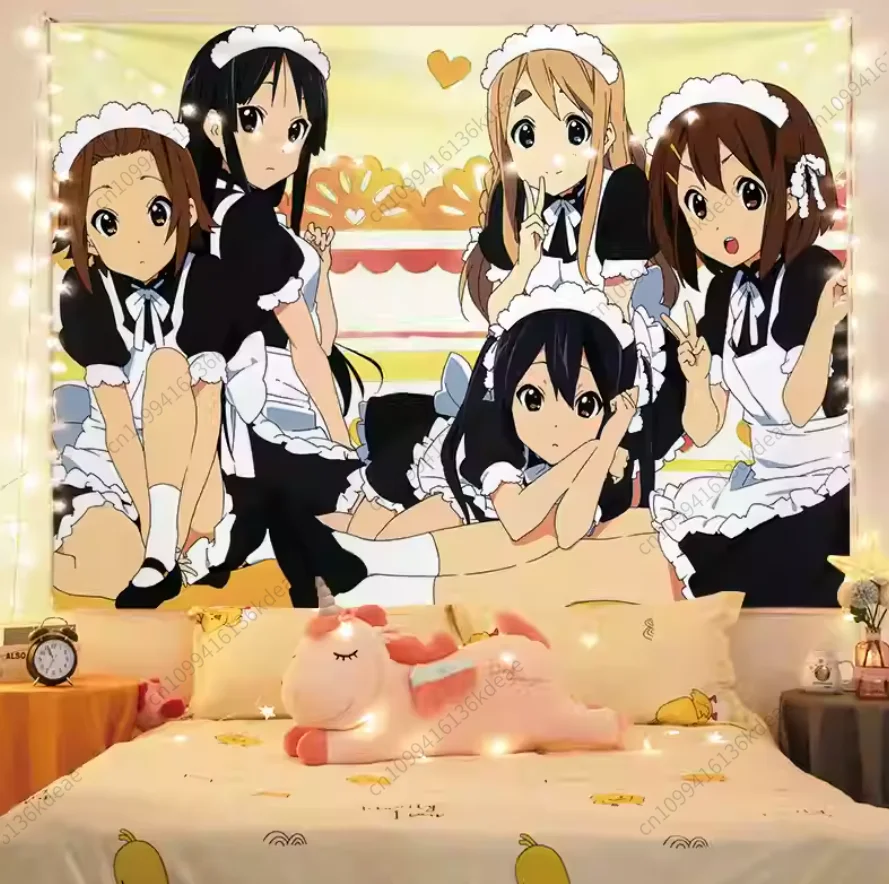 أنيمي Kawaii نسيج K-On ملصق ديكور خلفية القماش جدار ديكور فني غرفة المعيشة غرفة نوم قماش صوفي المفروشات خلفية