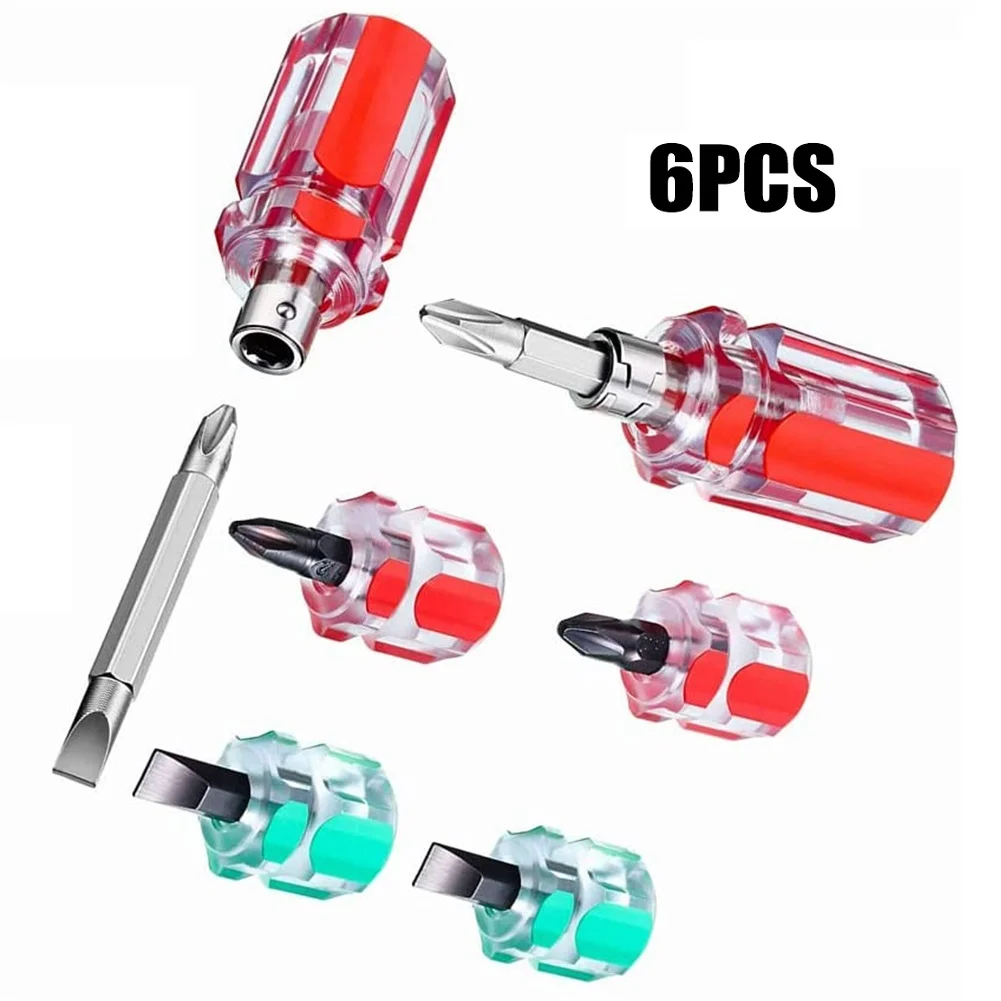 6pcs Mini Screwdriver Combination Flat Head/Cross Head/2-in-1 Interchangeable Screwdriver For Repairing Sewing Machine