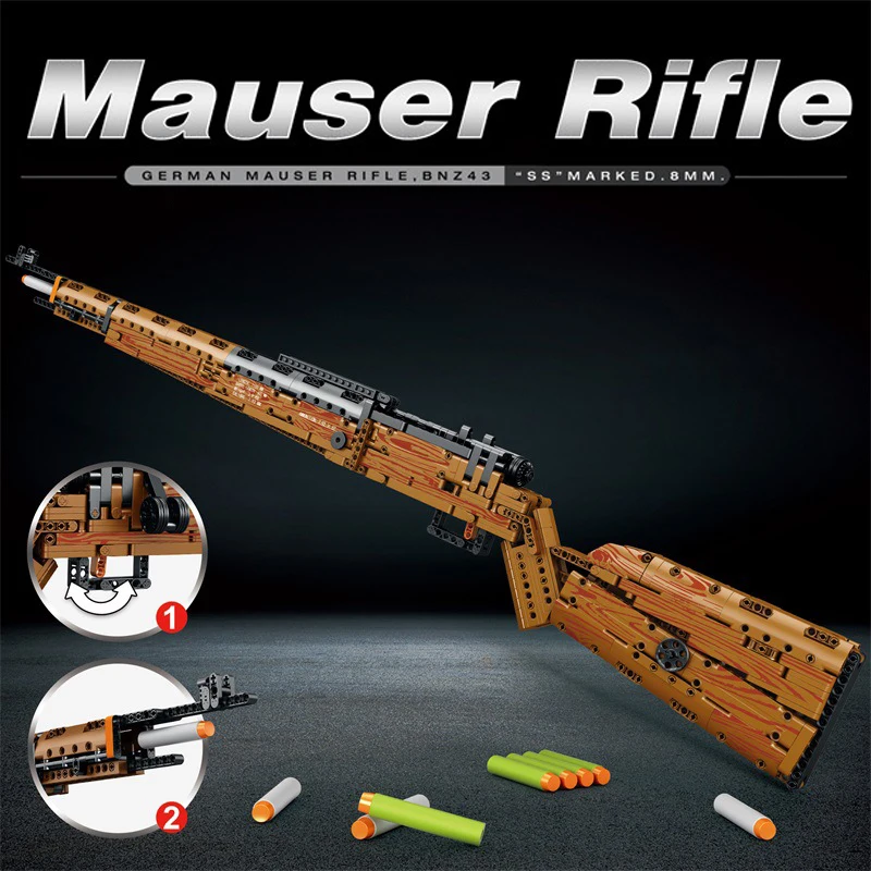 

New 2026 Kar98K Heavy Sniper Rifle Building Block Model WW2 Series Educational Assemble Bricks Kids Toys Holiday Gifts