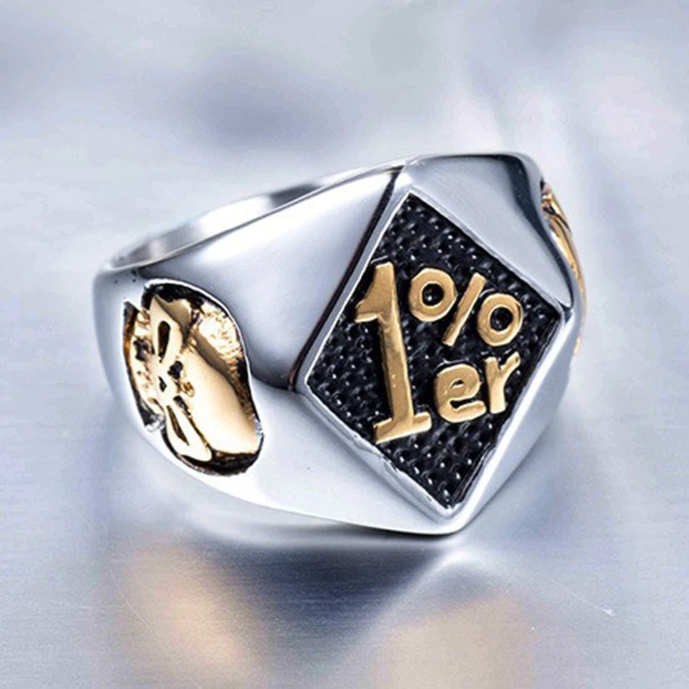 العصرية الرجال 1%er الذكور الدائري للنساء خمر ريترو الذهب اللون الفولاذ المقاوم للصدأ السائق المجوهرات بالجملة الكثير