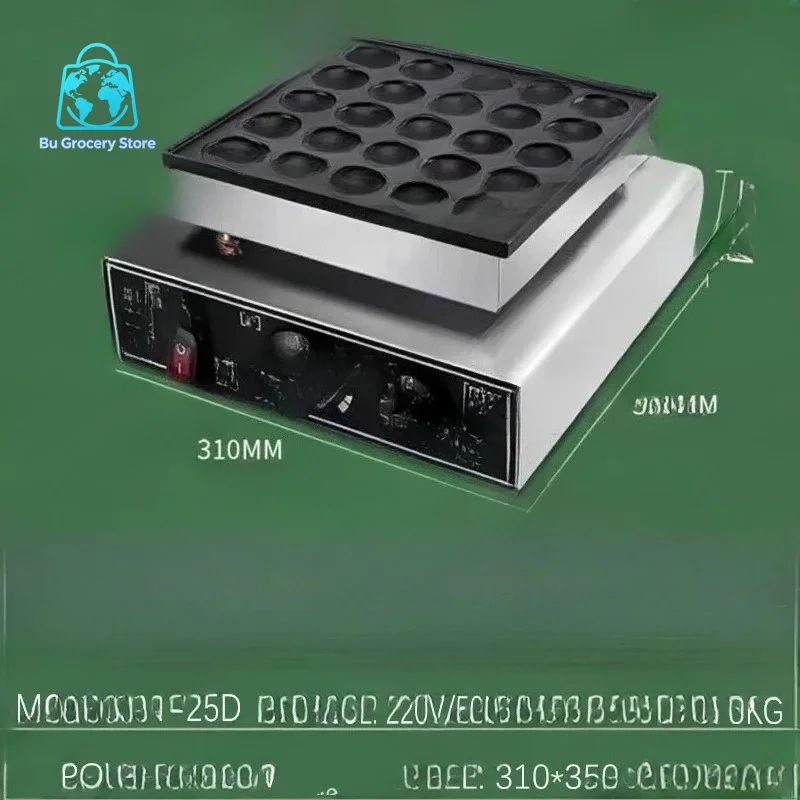 25 Holes Heart Shaped Mini Dutch Pancake Waffle Makers Electric Maker Making Machine