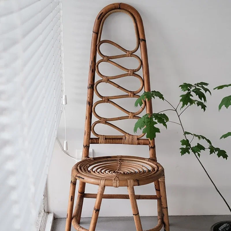 Portable Rattan Chair High Living Room Storage Chairs Relaxing Cane Single Person Chair Decorative Kitchen Interior Furnitures