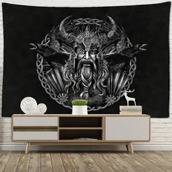 Viking Mystical Symbol Big Tapestry Home Decoration Psychedelic Scene Wall Hanging Bohemian Decoration Crow Wall Cloth