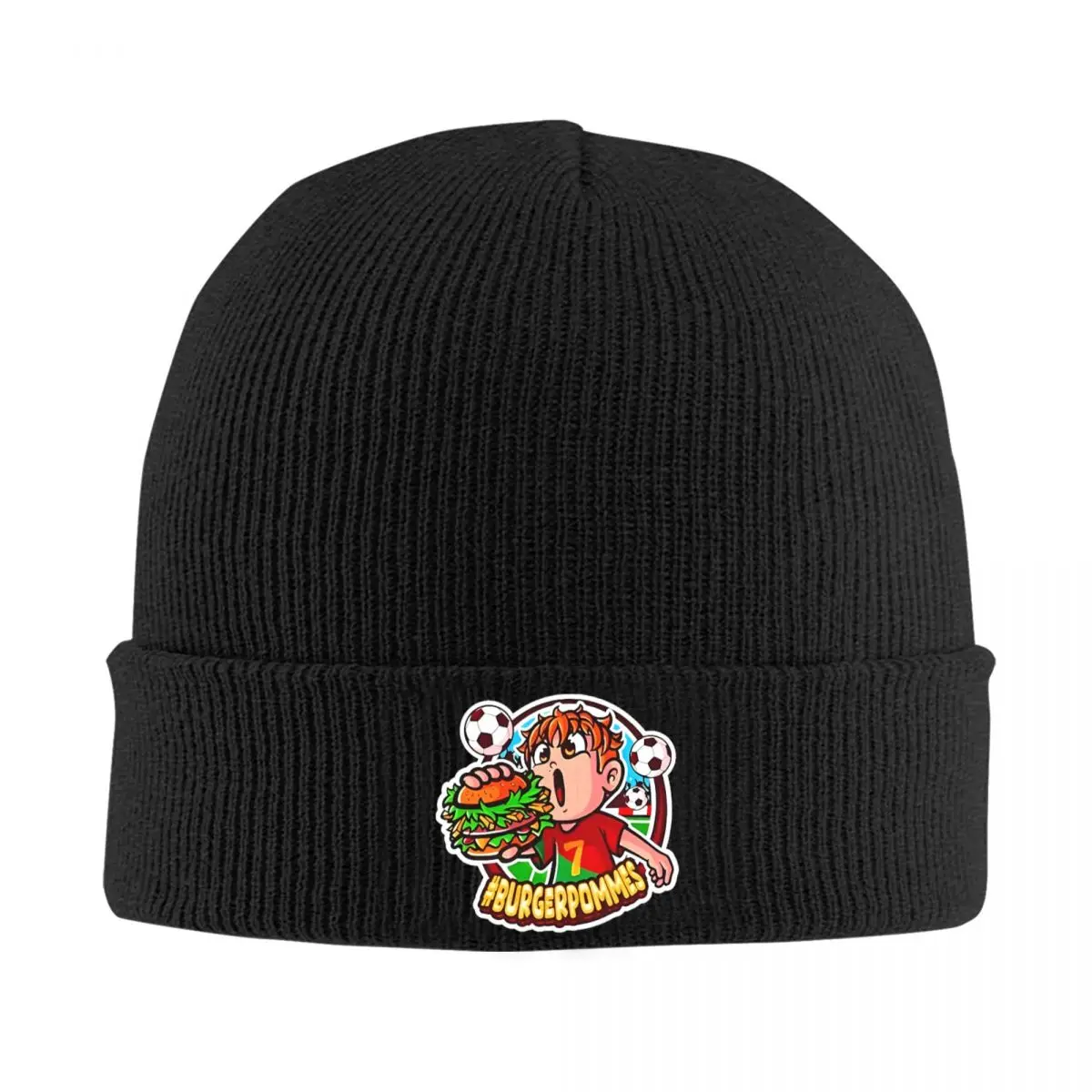 Lukbs-Burgerpommes Chapéu de malha para homens e mulheres, Gorros quentes, boné Irimax Game, outono, inverno