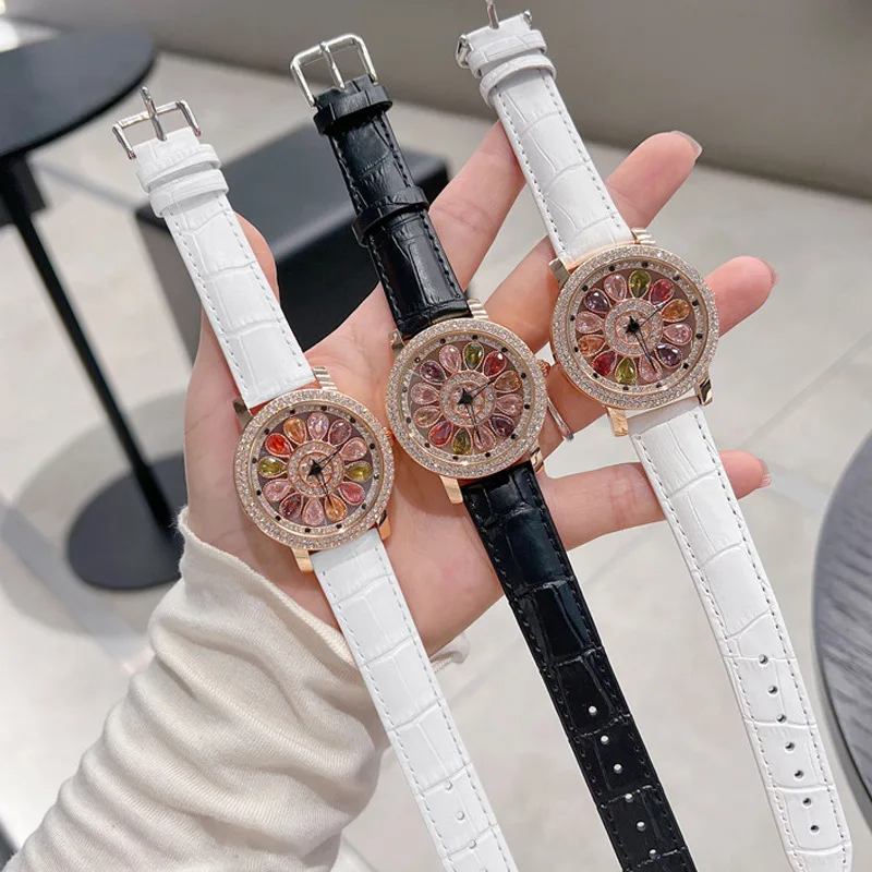 Top Brand Spin Rotating Watch Women High Quality New Fashion Women Watches Quartz Luxury Crystal Diamond Ladies Watch