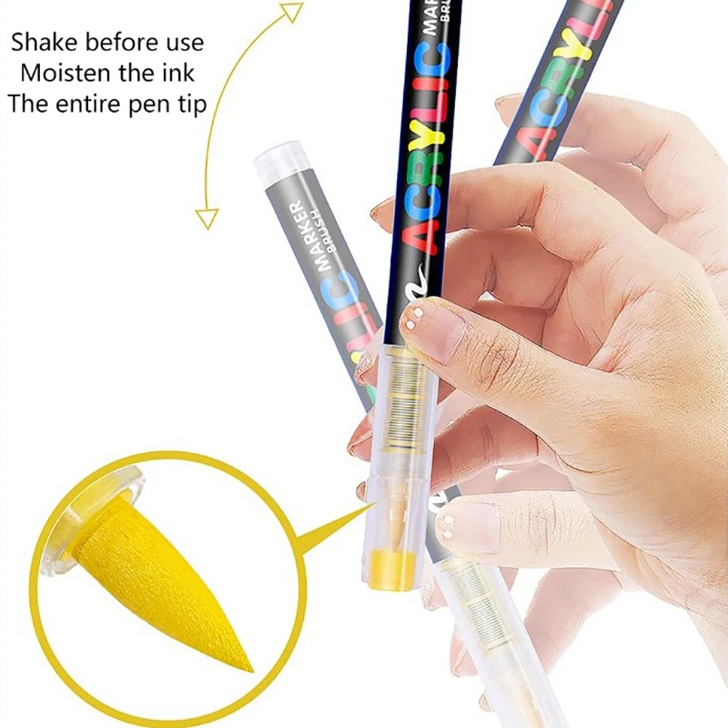 Direct Liquid Acrylic Marker Pen Paint Brush Pen Painting Stone Ceramic Glas Wood Canvas Making Drawing Graffiti Coloring Pen