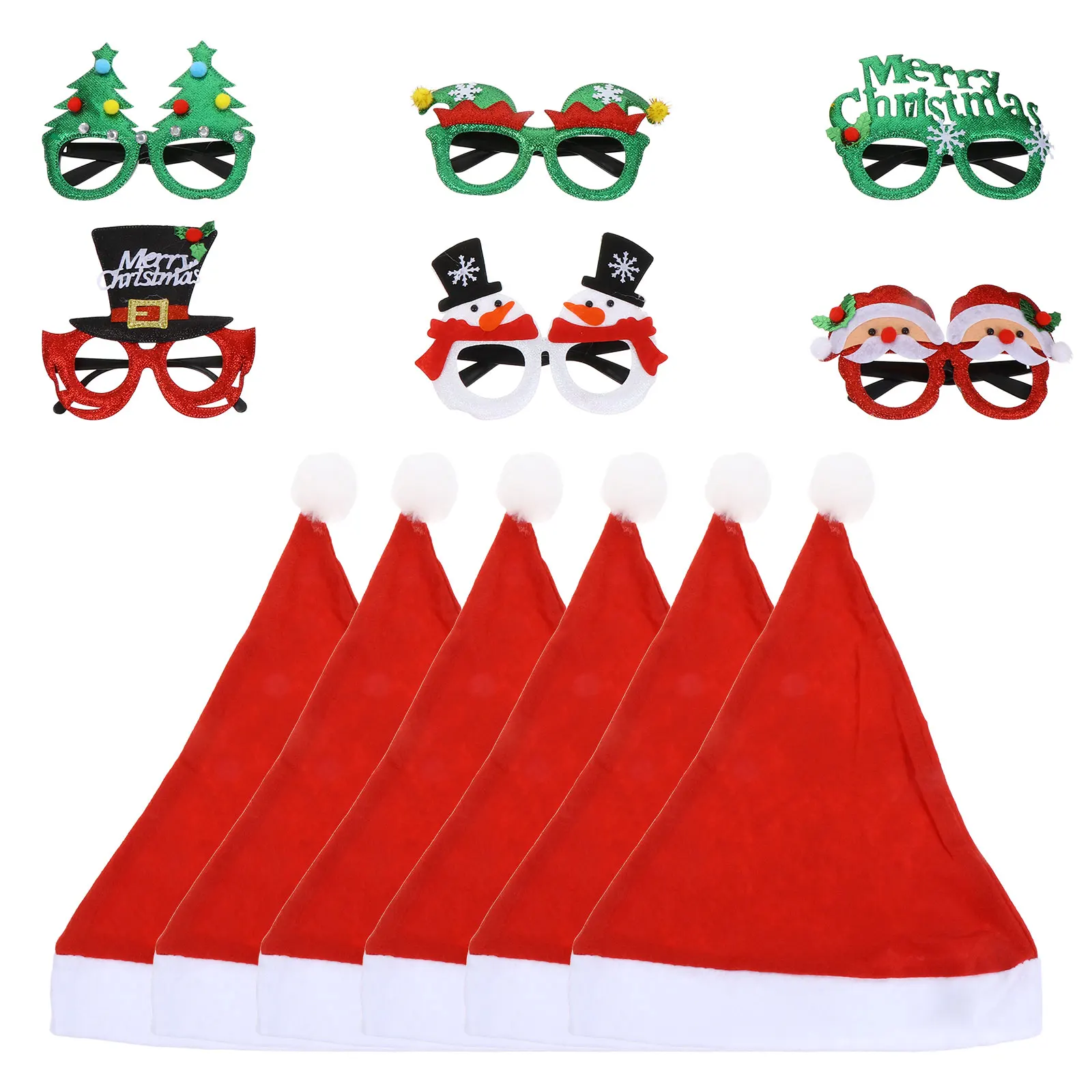 

12pcs Christmas Cosplay Costume Prop Festival Hat Prop Eyeglasses Frame Prop Christmas Party Carnival Masquerade Decor Accessory