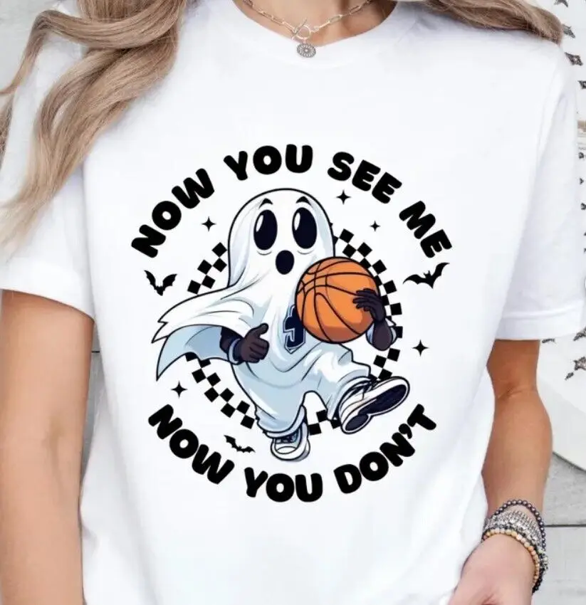 

Halloween Basketball Unisex Tshirt, Ghost Basketball T-shirt