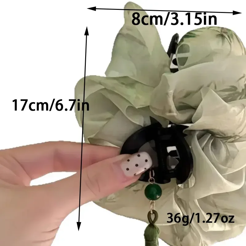 1/2 Stück Retro-Haarspange mit Quasten und Tuschmalerei für Damen, elegante Haarklammer, modische Haarspange für den Hinterkopf – Detail 3