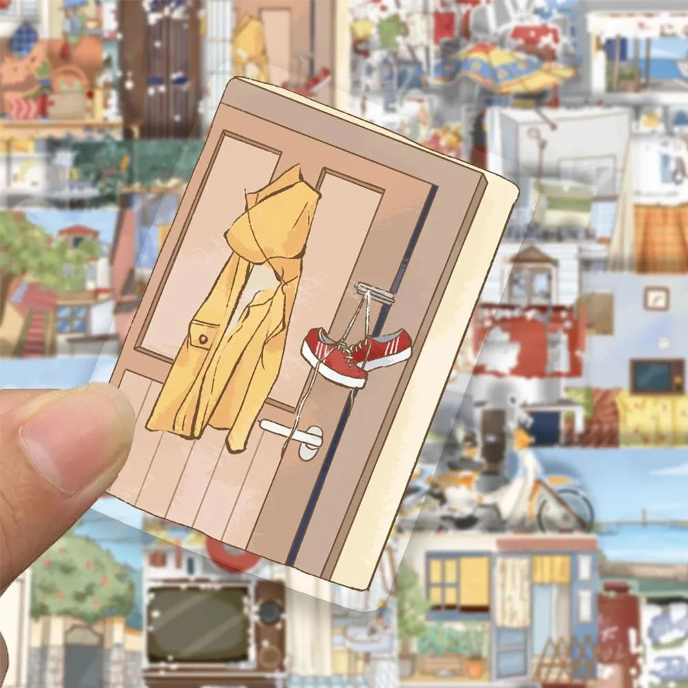 

10/30/50pcs Transparent Cartoon Street View Alley Home Stickers DIY Suitcase Stationery Laptop Bike Cute Graffiti Sticker Decals