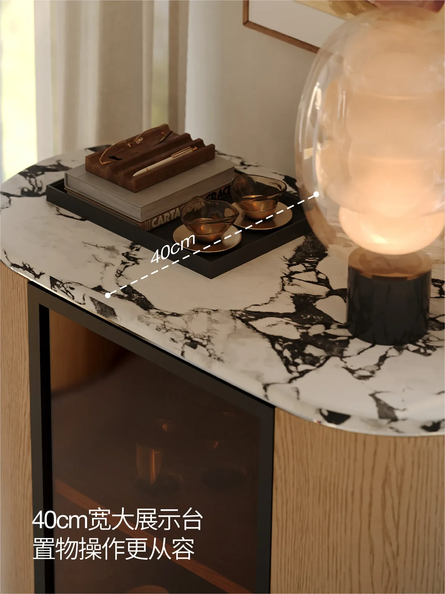DSA solid wood wine cabinet living room light luxury glass display cabinet against the wall home retro art