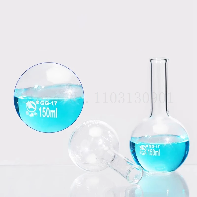 1pc Lab Glass 100ml-2000ml Flat Bottom Long Neck Flask for School Laboratory Experiment