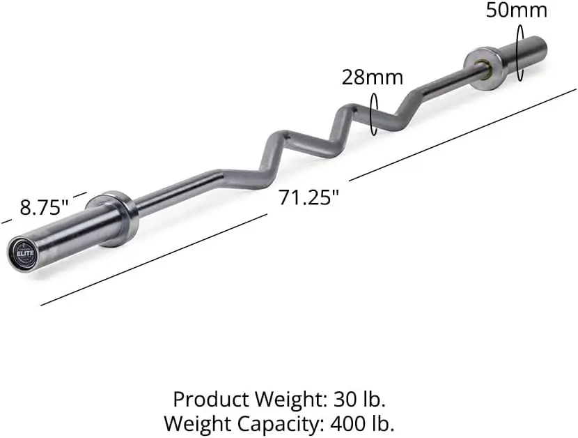 Strength Training, Chrome Bar, Bronze Bushing, 400 LB Rated, Smooth Rotations, Rust-Resistant