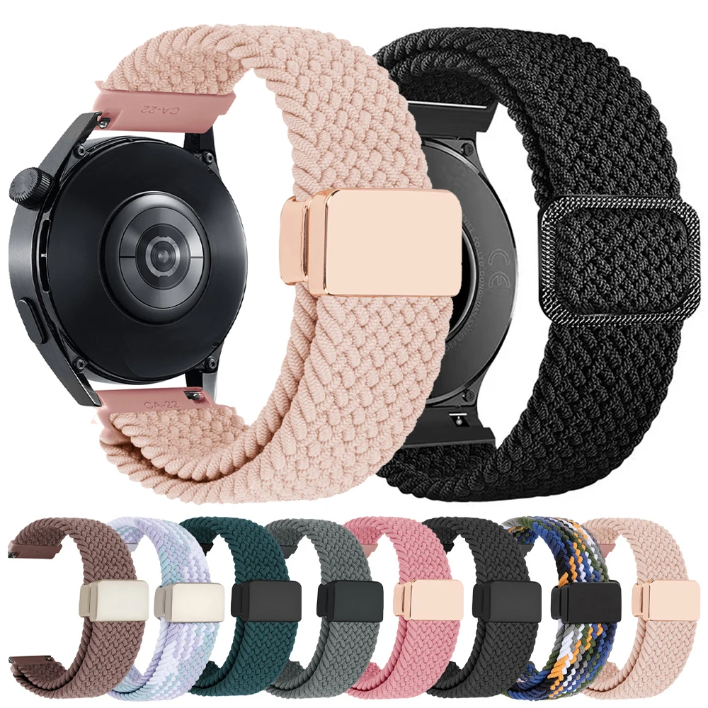 Correa de nailon trenzada para reloj Garmin Forerunner 570 265 165 Music/vívoactive 6 5/Venu 4 3 2Plus, hebilla magnética, correa de reloj de 20 y 22mm
