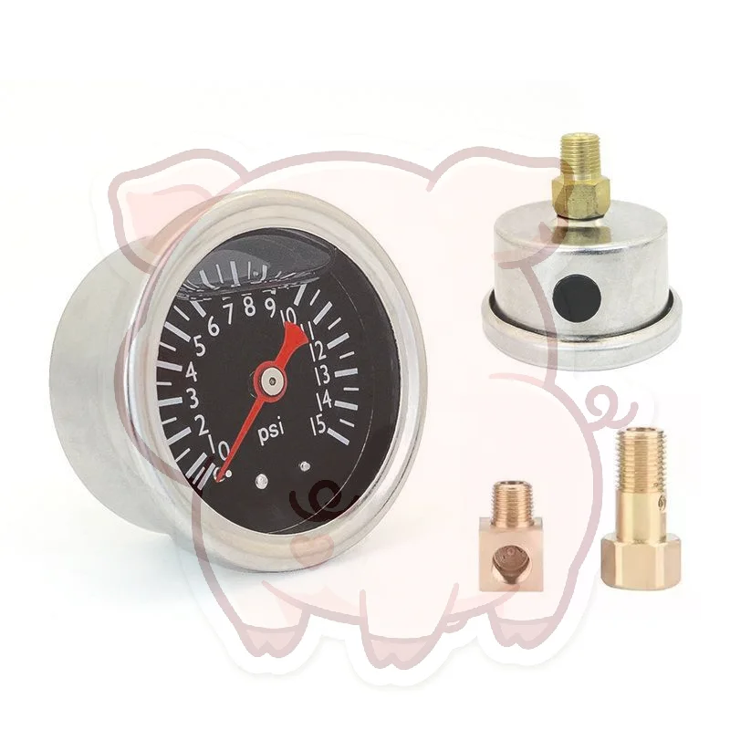Axial Mount Shockproof Fuel Pressure Gauge 0-15PSI Multifunction Hydraulic Oil Pressure Meter for Motorcycle Tuning