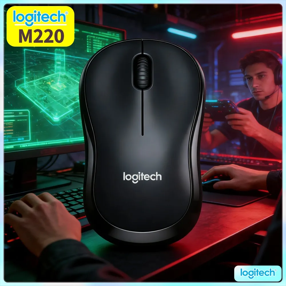 Logitech M220 Silent Noiseless Mouse Nano Dongle 3‑Button Layout 1000DPI For PC Mac Notebook Desktop Office Home Windows