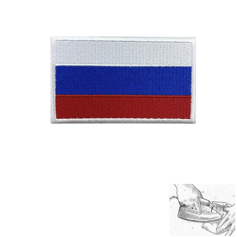 1 pz bandiera russa Russia fascia da braccio ricamata Patch hook and loop o Iron On ricamo Badge panno Military Moral Stripe