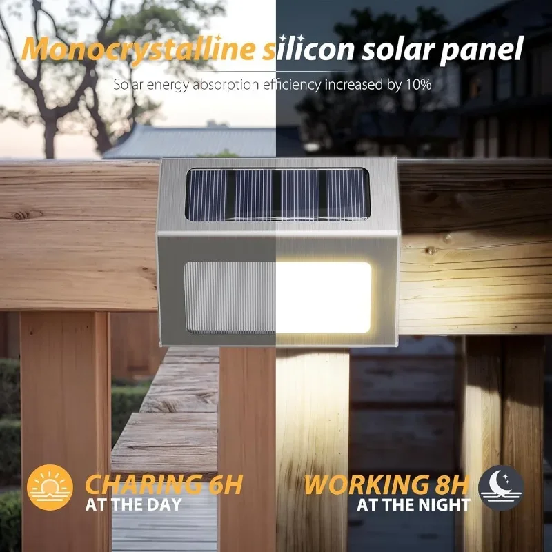 1-10Pack Solar Deck Lights Solar Wall Lights for Outdoor Railings Stair Lights Stainless Steel Step Lights for Garden Walkways - view 2