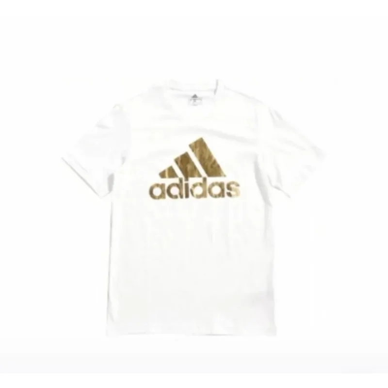 

Футболка с логотипом Adidas Essentials, минималистичная дышащая футболка с круглым вырезом, удобная фирменная футболка с принтом Trefoil, унисекс, белая GK9121