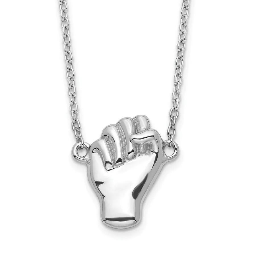 

Sterling Silver Rhodiumplated Fist Necklace