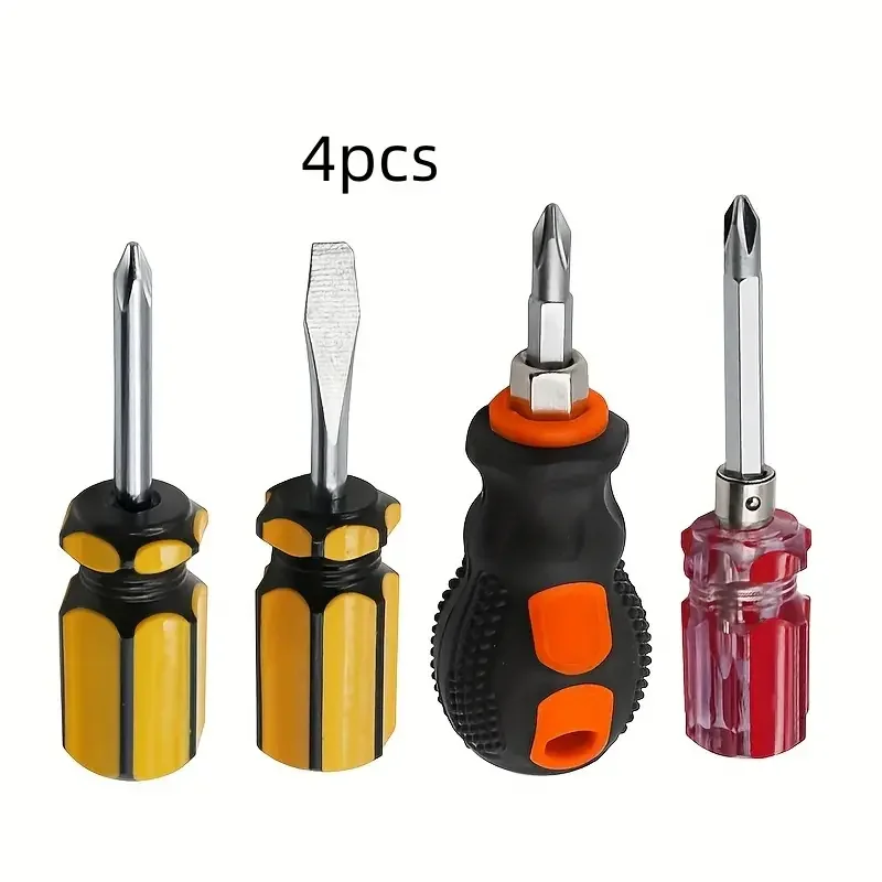 

4ocs Mini Screwdriver Magnetic Bit With Phillips Flat Head Repair Tool Non-Slip Handle Screwdriver Tool Set Hand Tool