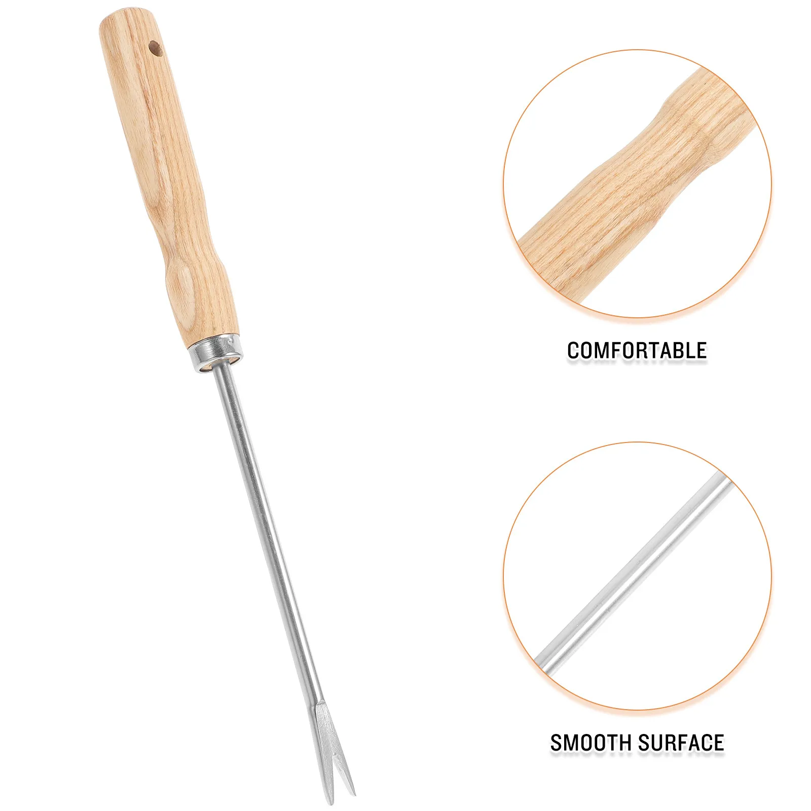 Multi-Use Gardening Weed Puller Tool with Wooden Handle Iron Head for Weeding Dandelion Pulling Soil Loosening Transplanting